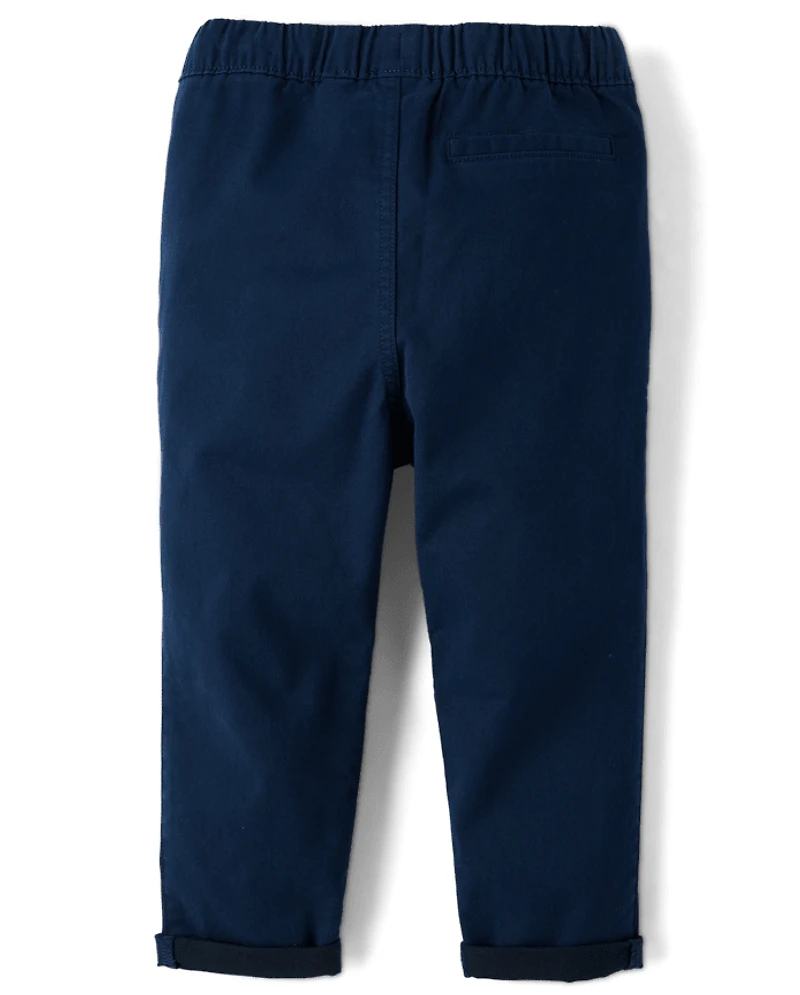 Pantalon chino à enfiler pour bébé et tout-petit avec revers retroussés