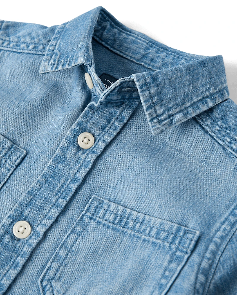 Baby And Toddler Chambray Utility Button Up Shirt
