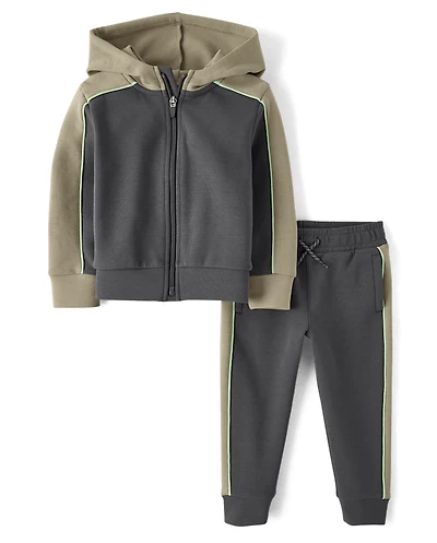 Baby And Toddler Boys Colorblock Scuba 2-Piece Outfit Set