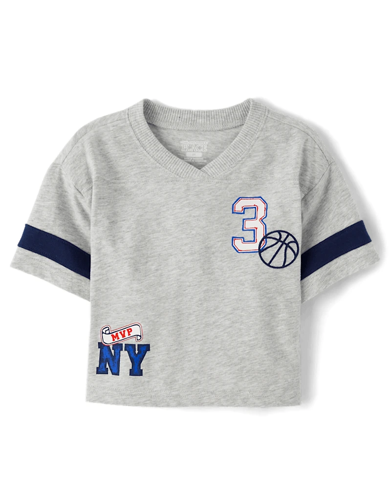 Baby And Toddler Boys Embroidered Varsity Relaxed Football Top