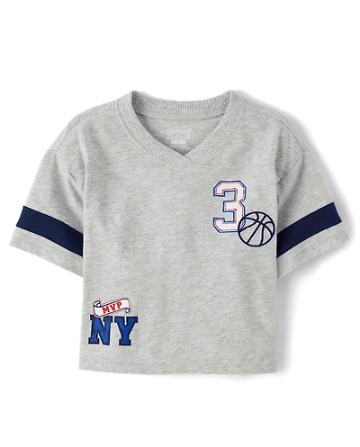 Baby And Toddler Boys Embroidered Varsity Relaxed Football Top