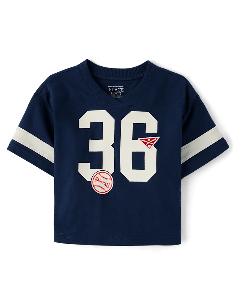 Baby And Toddler Boys Embroidered Varsity Relaxed Football Top