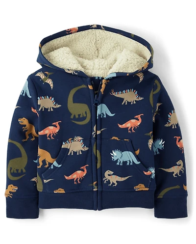 Sweat à capuche zippé en polaire sherpa de qualité supérieure pour bébé et tout-petit garçon