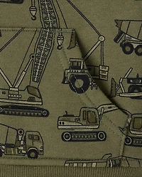 Baby And Toddler Boys Print Premium Fleece Sherpa Lined Zip Up Hoodie