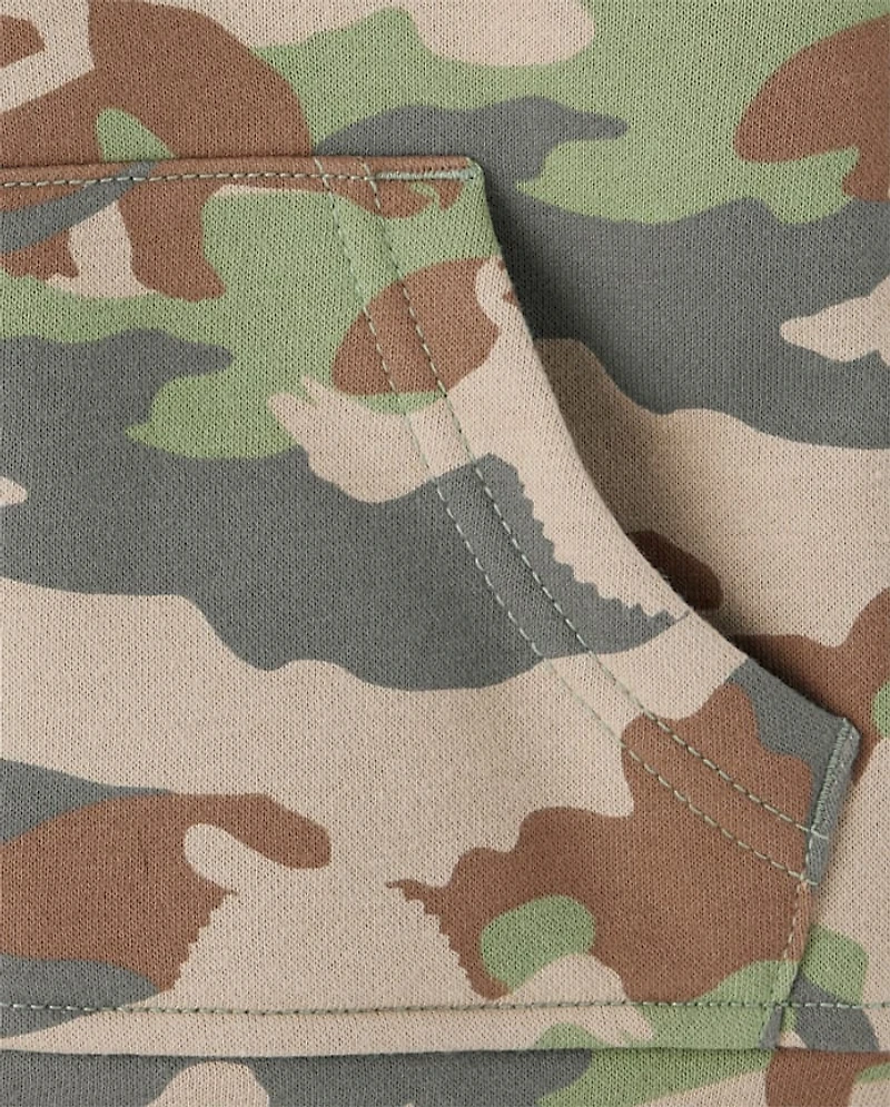 Baby And Toddler Camo Premium Fleece Sherpa Lined Zip Up Hoodie