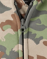Sweat à capuche zippé en polaire premium camouflage doublé sherpa pour bébés et petits garçons