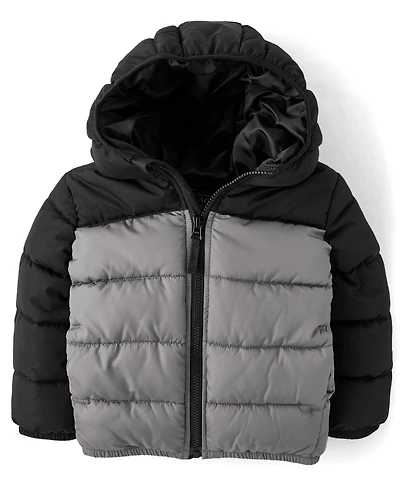 Toddler Boys Colorblock Hooded Puffer Jacket