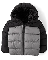 Toddler Boys Colorblock Hooded Puffer Jacket