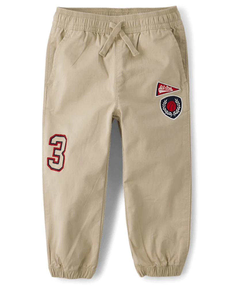 Baby And Toddler Embroidered Varsity Pull On Jogger Pants