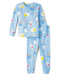 Baby And Toddler Boys Breakfast Henley Snug Fit Cotton Pajamas