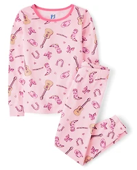 Girls Bow Cowgirl Snug Fit Cotton Pajamas