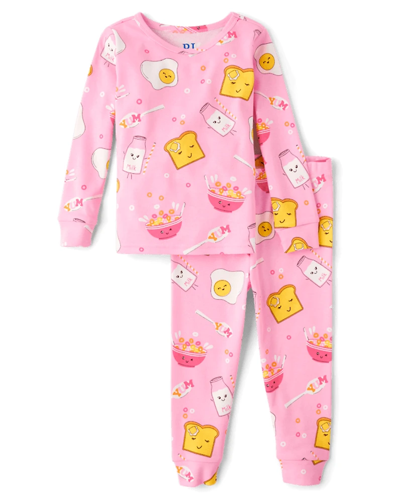 Baby And Toddler Girls Breakfast Snug Fit Cotton Pajamas