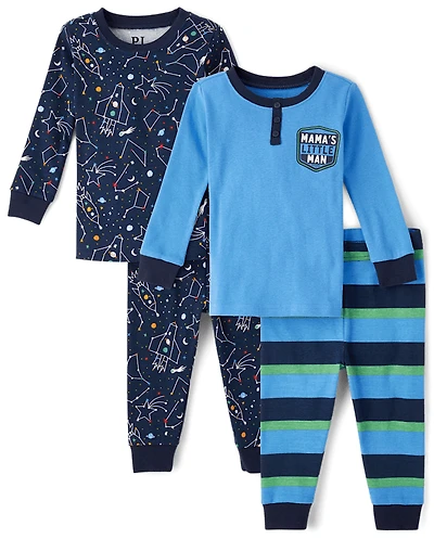Baby And Toddler Boys Space Snug Fit Cotton Pajamas 2-Pack