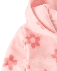 Girls Floral One Piece Pajamas - Cozy Fleece