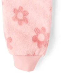 Girls Floral One Piece Pajamas - Cozy Fleece