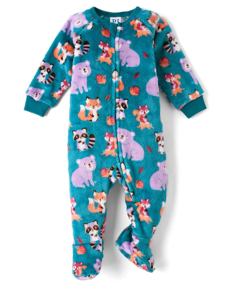 Baby And Toddler Girls Critter Footed One Piece Pajamas - Cozy Fleece