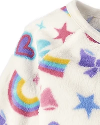 Baby And Toddler Girls Doodle Footed One Piece Pajamas - Cozy Fleece