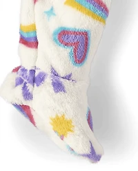 Baby And Toddler Girls Doodle Footed One Piece Pajamas - Cozy Fleece