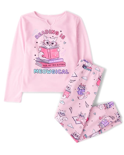 Girls Cat Reading Pajamas