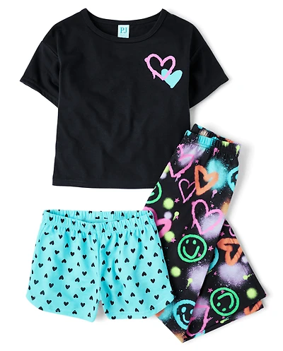 Girls Heart 3-Piece Pajama Set
