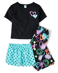 Girls Heart 3-Piece Pajama Set