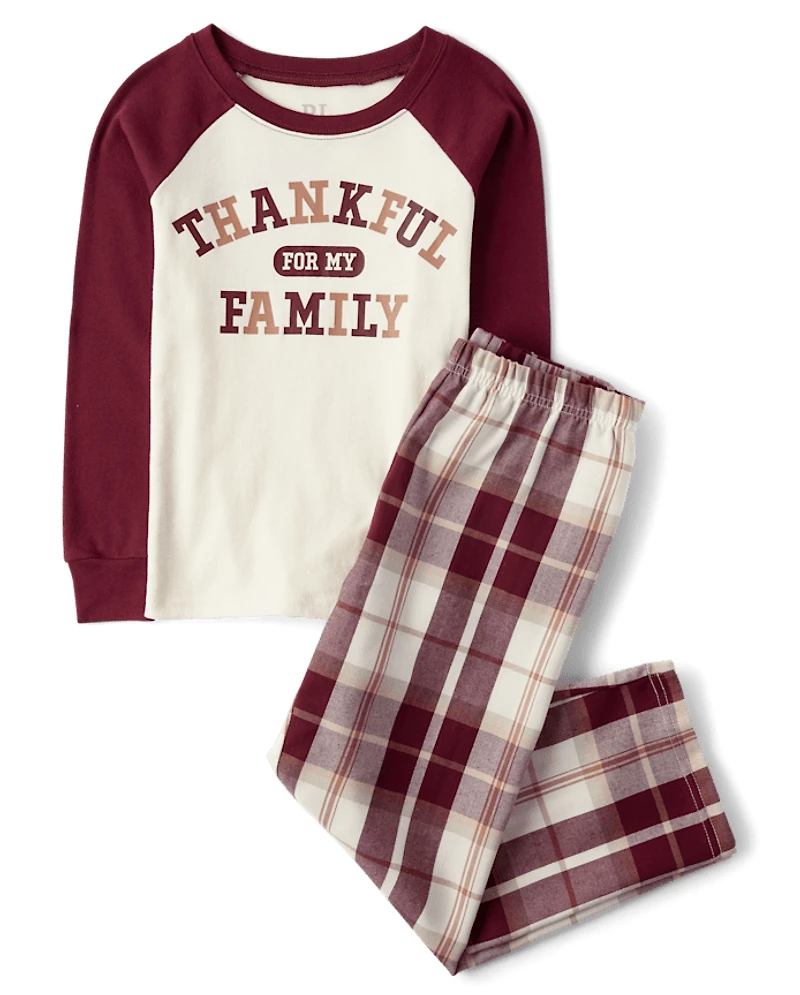 Kids Matching Family Thankful For Cotton And Flannel Pajamas