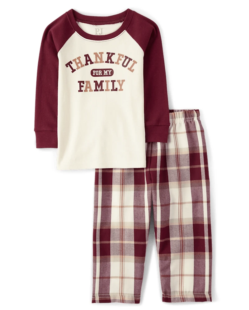 Baby And Toddler Matching Family Thankful For Cotton Flannel Pajamas