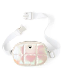 Girls Iridescent Quilted Heart Belt Bag
