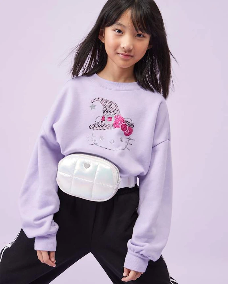 Girls Iridescent Quilted Heart Belt Bag