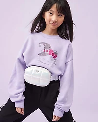 Girls Iridescent Quilted Heart Belt Bag