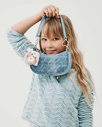 Girls Quilted Heart Denim Shoulder Bag