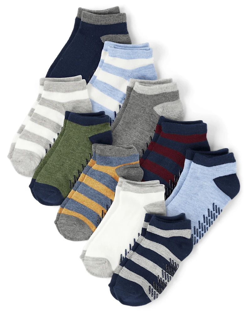 Toddler Boys Striped Ankle Socks 10-Pack