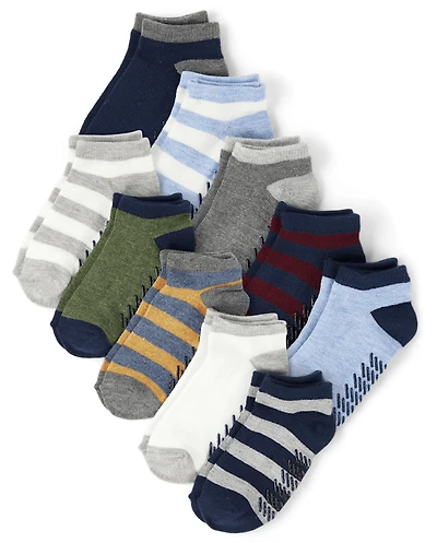 Toddler Boys Striped Ankle Socks 10-Pack