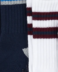 Boys Striped Cushioned Crew Socks 10-Pack