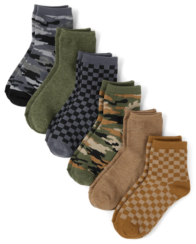 Boys Camo Midi Socks 6-Pack