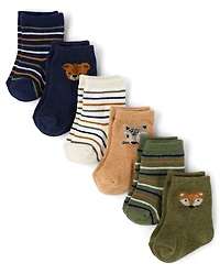 Baby Boys Animal Midi Socks 6-Pack