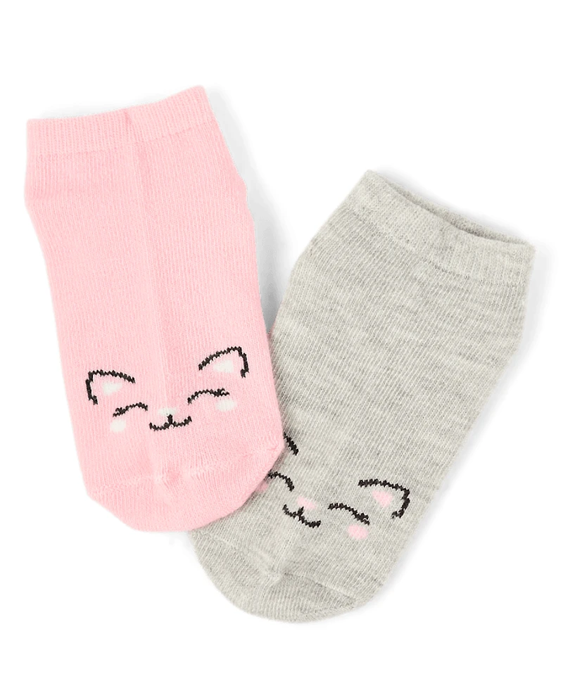 Toddler Girls Cat Ankle Socks 10-Pack