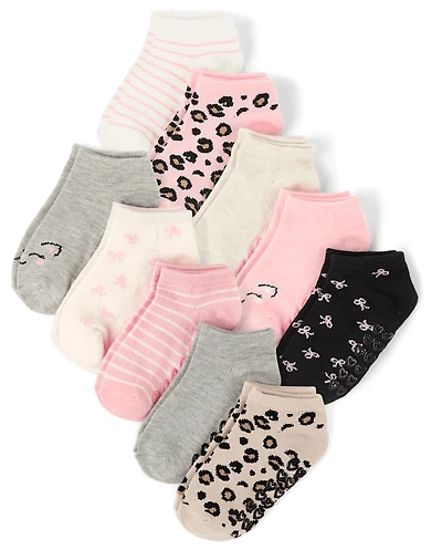 Toddler Girls Cat Ankle Socks 10-Pack