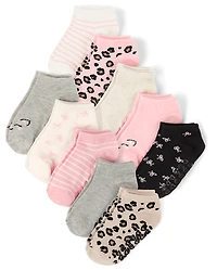 Toddler Girls Cat Ankle Socks 10-Pack