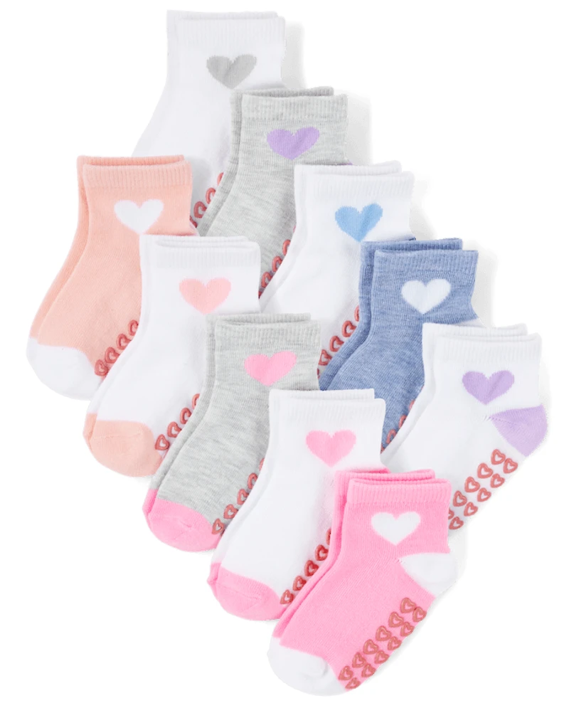 Toddler Girls Heart Midi Socks 10-Pack