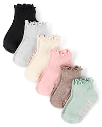 Girls Ruffle Pointelle Midi Socks 6-Pack