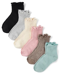 Girls Ruffle Pointelle Midi Socks 6-Pack