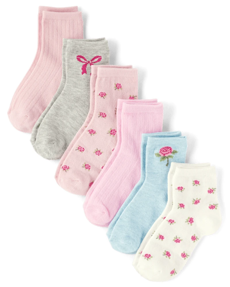 Girls Floral Midi Socks 6-Pack