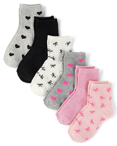 Girls Bow Midi Socks 6-Pack