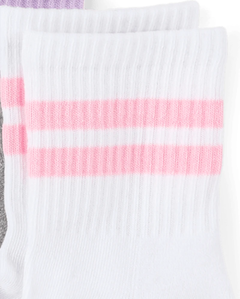 Girls Striped Cushioned Midi Socks 6-Pack