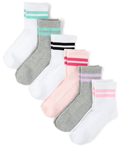 Girls Striped Cushioned Midi Socks 6-Pack