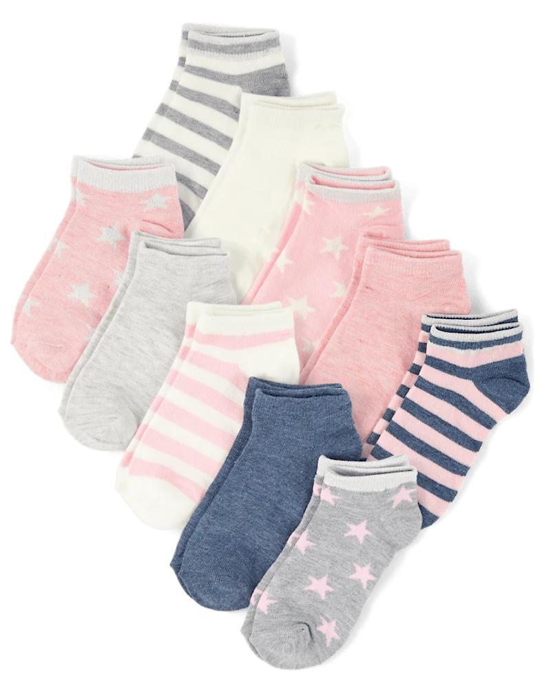 Girls Star Ankle Socks 10-Pack