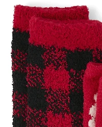 Lot de 2 paires chaussettes douillettes assorties pour enfants Motif Père Noël