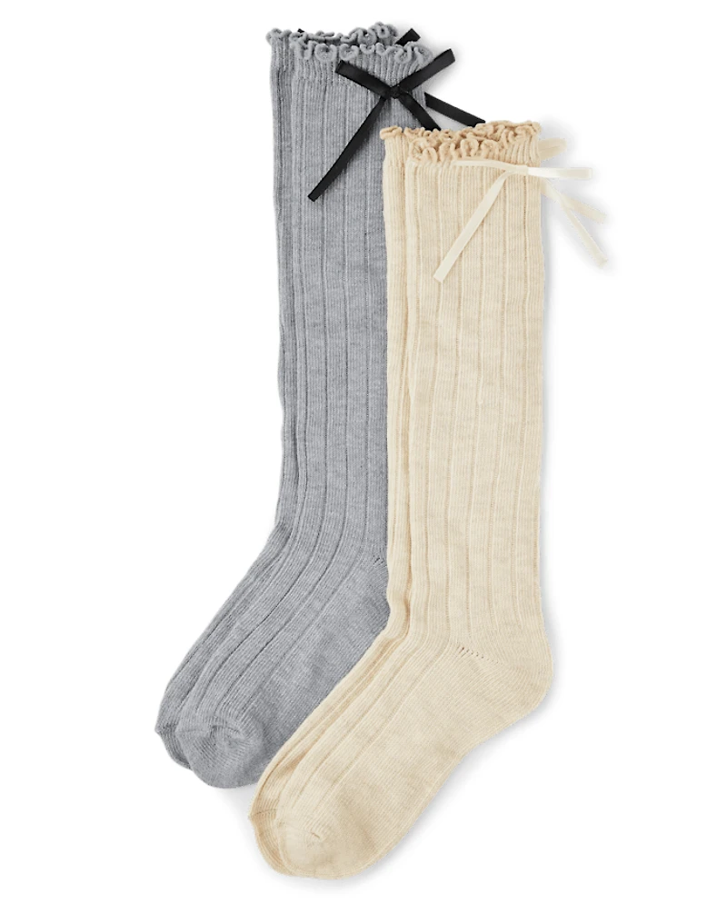 Girls Bow Boot Socks 2-Pack