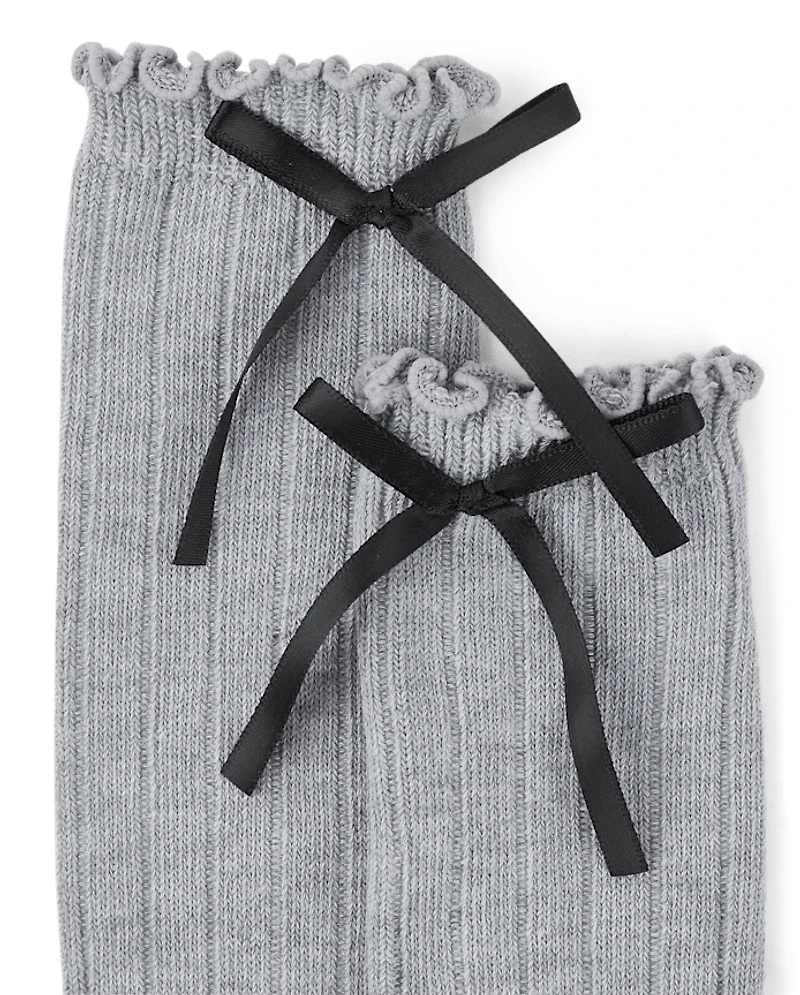 Lot de 2 paires chaussettes à nœud pour filles